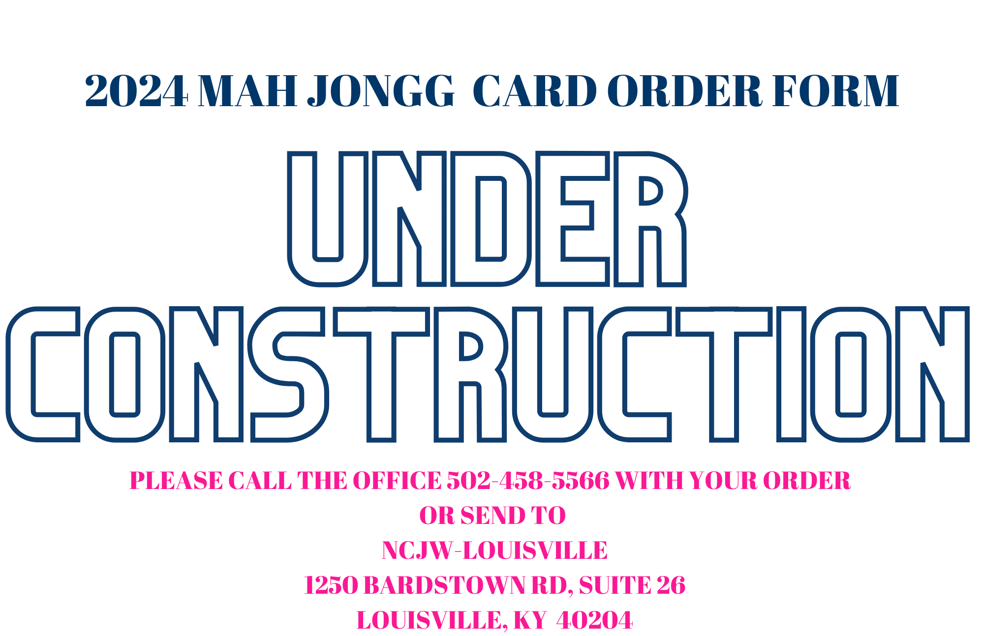 2024 MAH JONGG CARD ORDER FORM Louisville